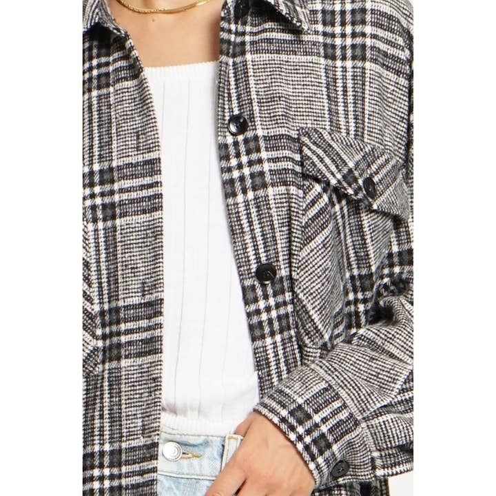 Grigio nero CAPPOTTO LUNGO IN TARTAN in vendita all'ingrosso su Faire3