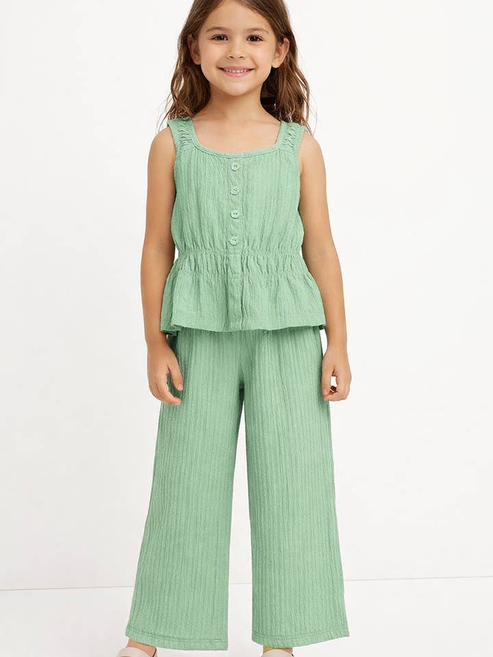 TKSS-Q26-3709T Småbarns 2-delars skrynkelbyxset för wholesale av Cutie Patootie Clothing