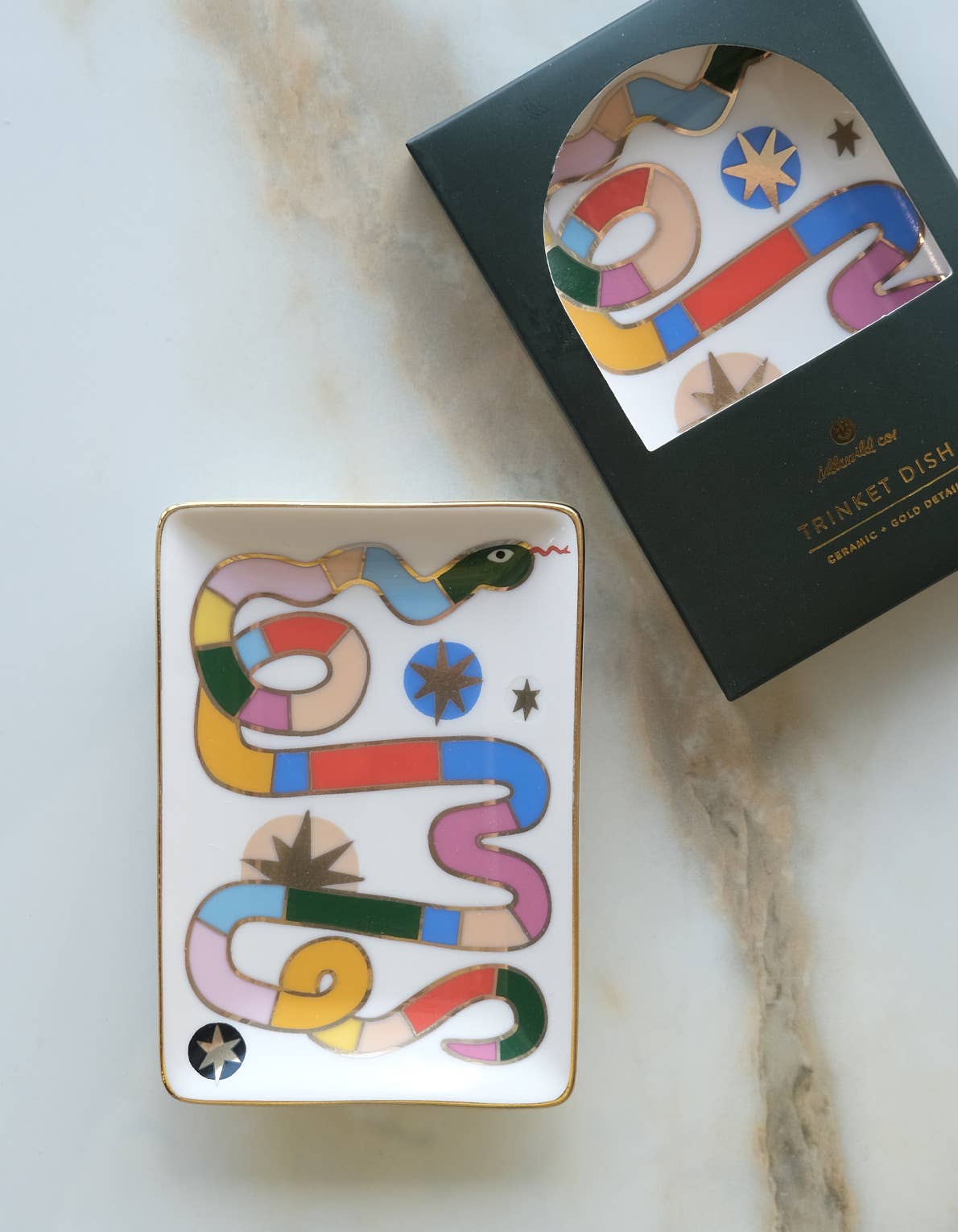 Idlewild Co. - Wholesale Jewelry Dish - Porcelain Trinket Dish | Rainbow Snake 1