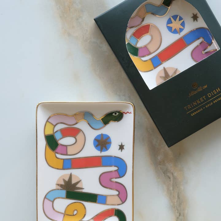 Idlewild Co. – wholesale Jewellery dish – Rainbow Snake Porcelain Trinket Dish1