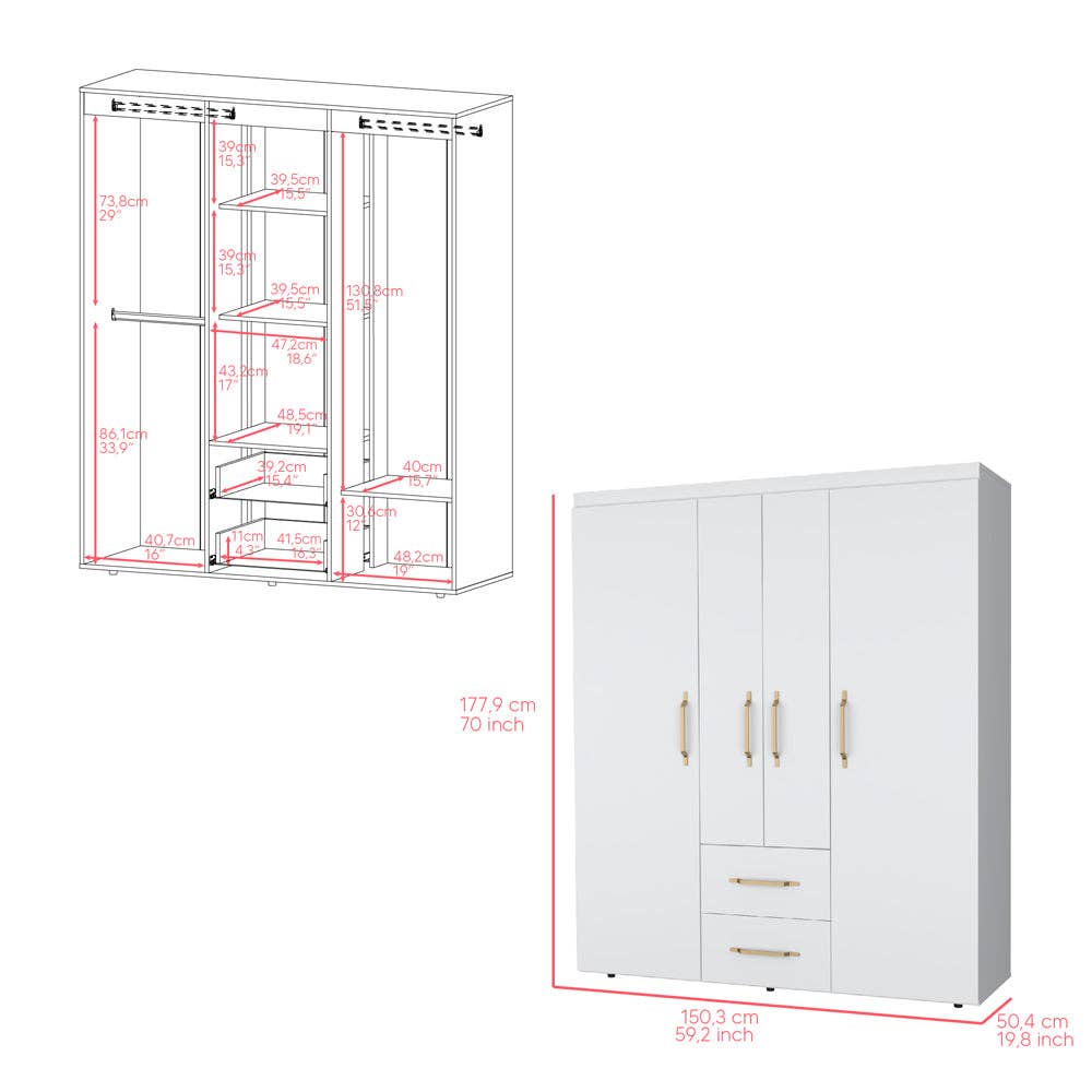 Treevol Furniture - Wholesale Bedroom Furniture - Armoire Elma, Bedroom, White6