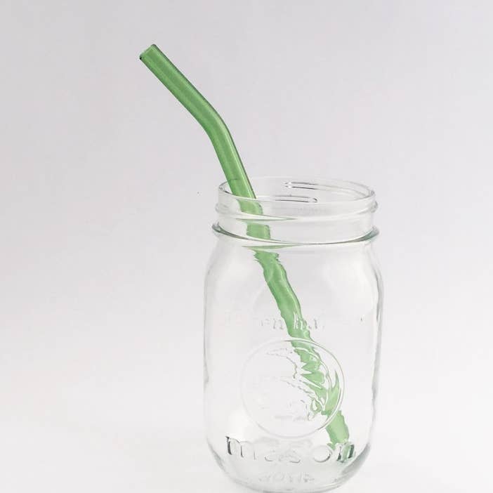 8" Going Green Barely Bent Glass Straw for wholesale by Strawesome