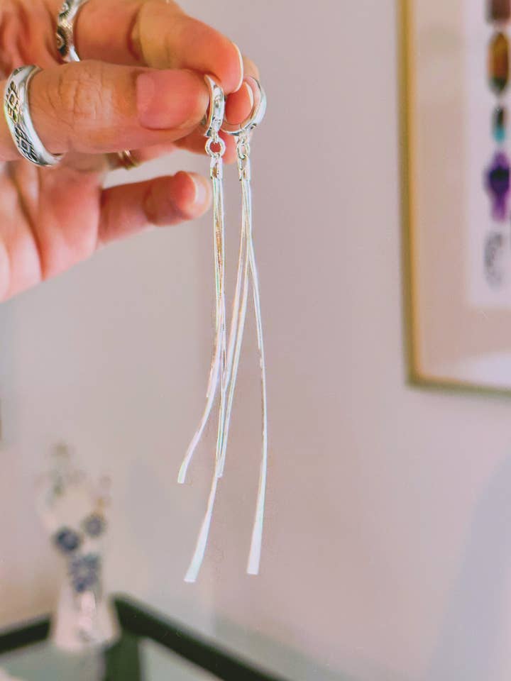 Silver Fringe Earrings for wholesale by Artemis and Aura Jewelry