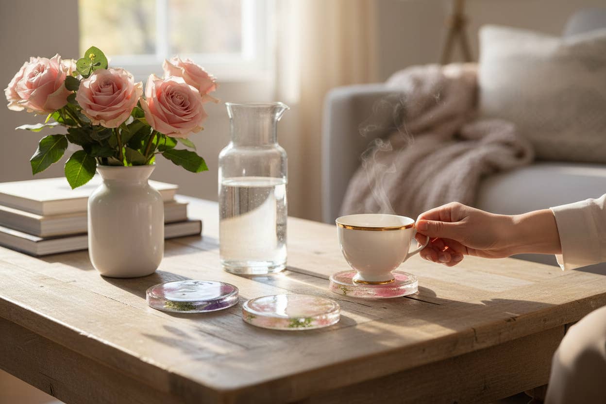 Ciao Bella Jewelry Inc – wholesale Underlägg – Pressade blomunderlägg med riktiga blommor, set om fyra14