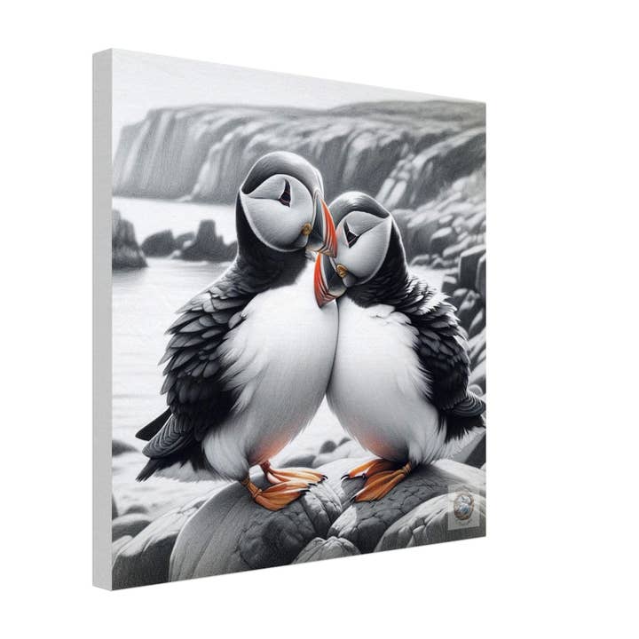 Driftwood Creations - Wholesale Art Print - Newfoundland's Embrace: Puffin Pair on the Coastal Rocks22