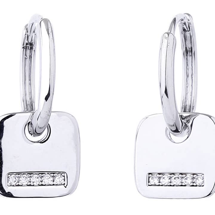 MiMi Wholesale - Wholesale Hoop Earrings - SJE310535 14K Dipped CZ Paved Tagged Hoop Earrings3