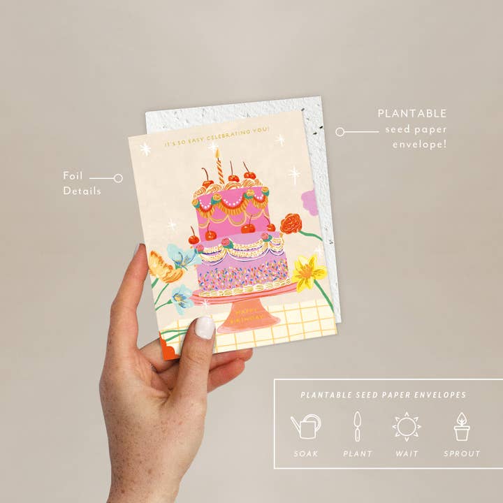 Seedlings - Wholesale Birthday Card - Cherry Cake - Birthday Card1