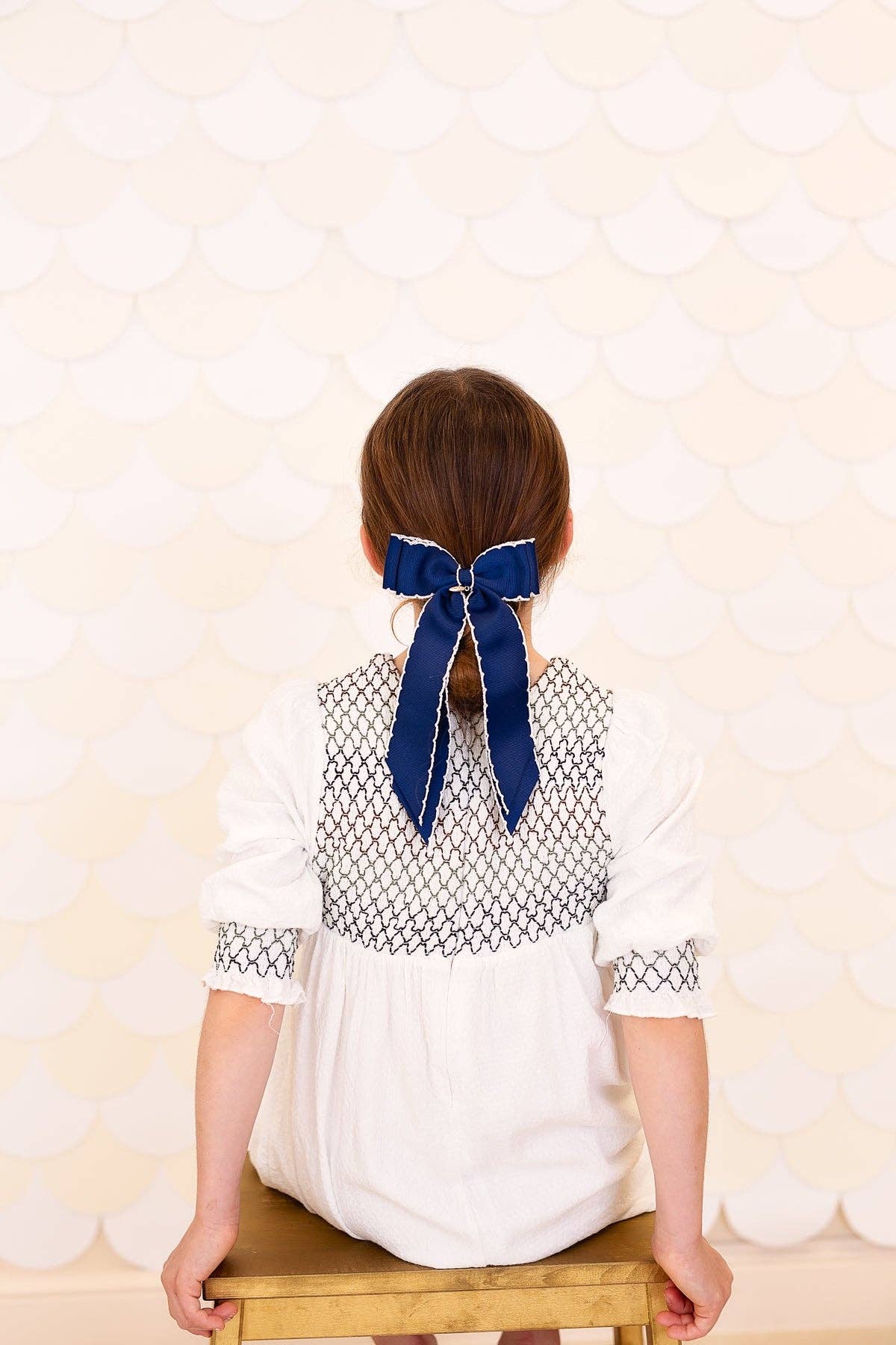 Project 6 NY Kids - Wholesale Hair Bow - Kids - Madeline Small Bow Moonstitch Clip - Vanilla2