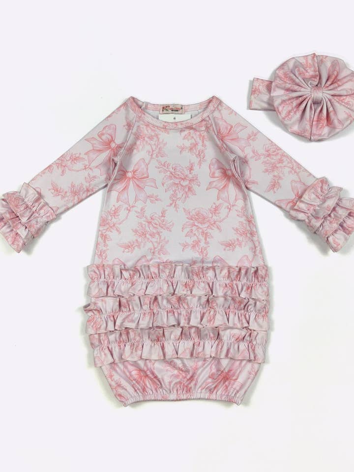 Rouge Waverly Baby Gown for wholesale by Clover Cottage