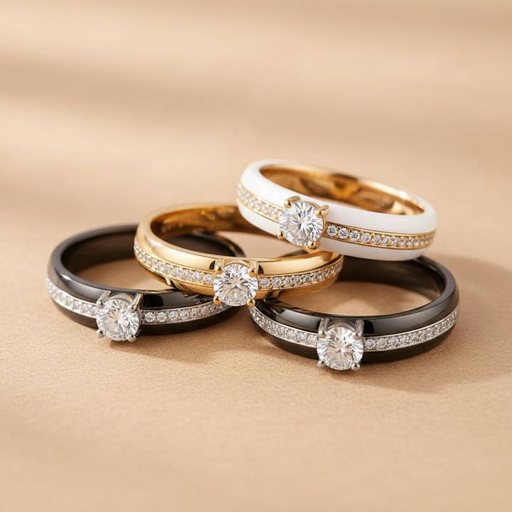 Anello in ceramica zirconia a fila singola per la vendita all'ingrosso da parte di elasisters