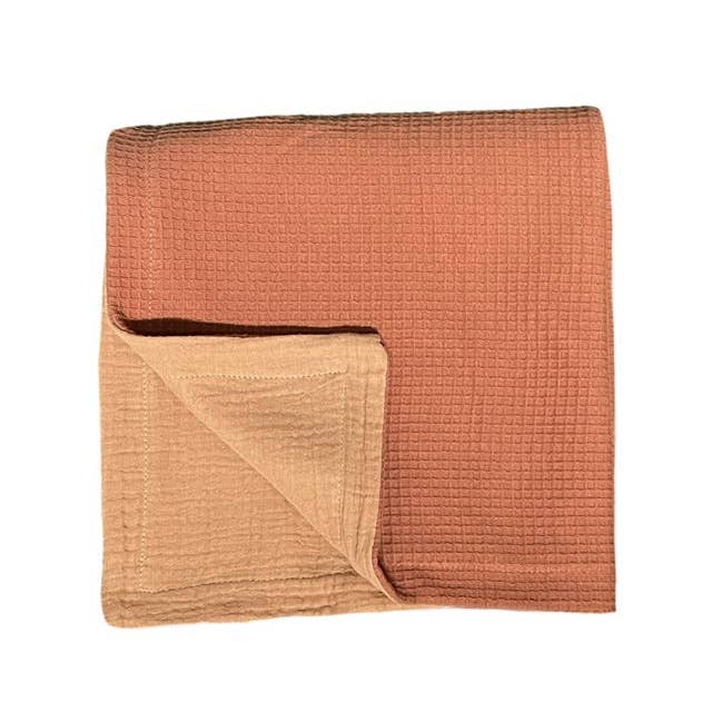 Waffle Weave & Muslin Quilt (Clay & Rust) for wholesale by Leyl&Ari