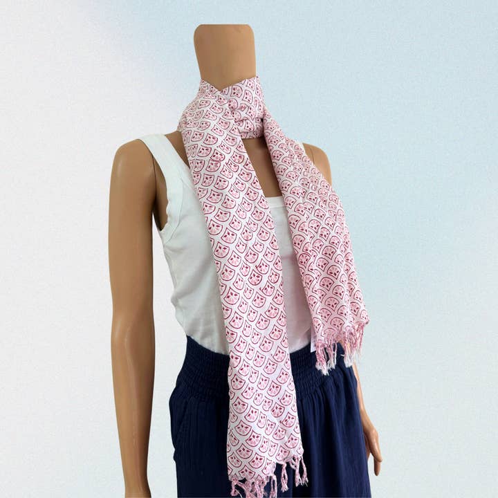 The Indian Bazaar - Wholesale Scarf - Women's - Stole Scarf - Pink Drop Printed / Head Wrap 1