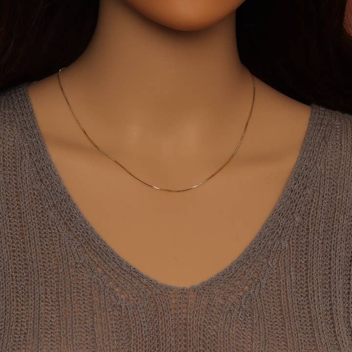 BestBeads&Beyond - Wholesale Link & Chain Necklace - Thin box Chain Necklace with adjustable thread end , Sku#LX8822