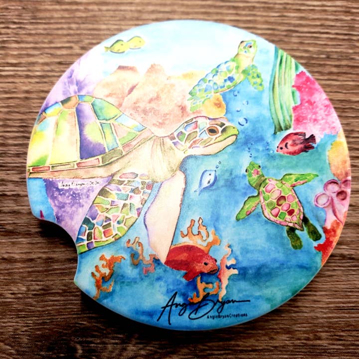 Posavasos Ocean Life Sandstone para coche para venta al por mayor de Angie Bryan Creations