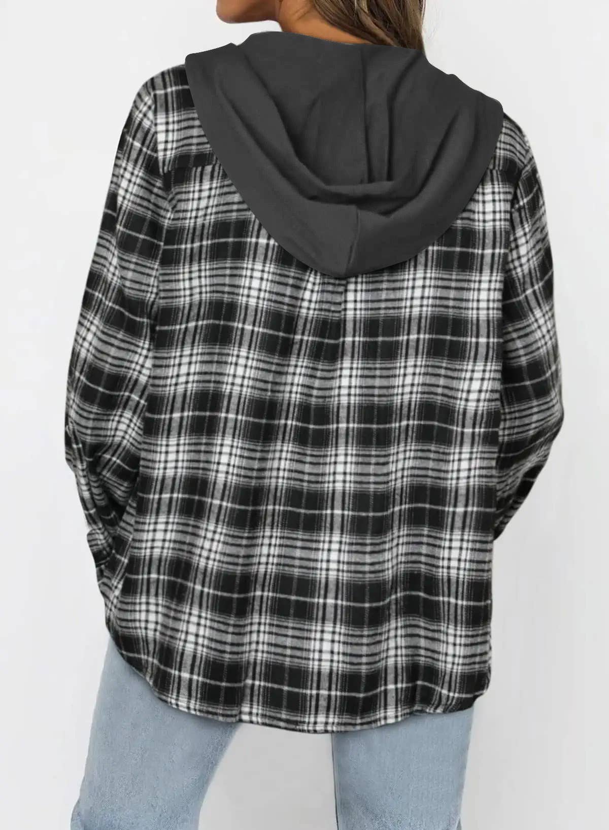 Suhkasana – Großhandel Hemdjacke/Shacket – Damen – Kapuzen-Karohemdjacke - Lässige Oversized Shacket1