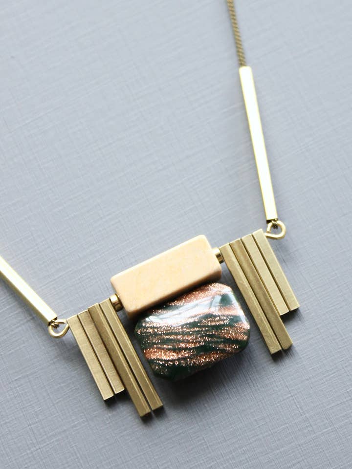 LEX121 Vintage hunter green ArtDeco pendant for wholesale by David Aubrey Jewelry