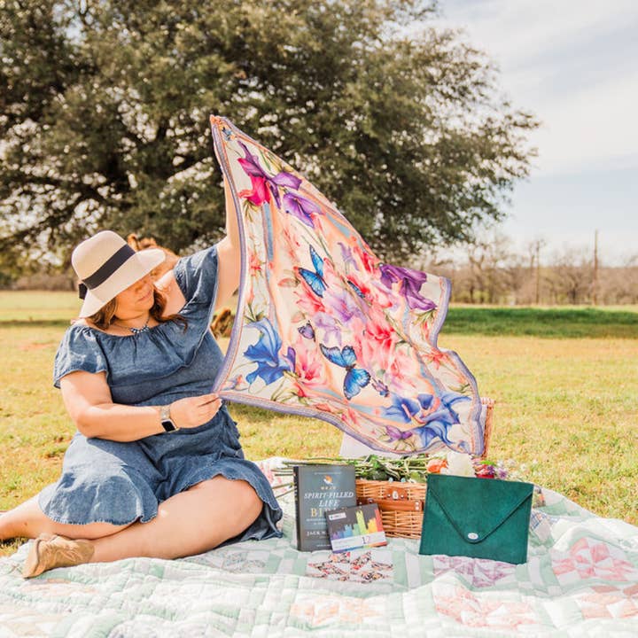 Whipin Wild Rags - Wholesale Scarf - Women's - Strength 100% Silk Women's Scarf with Gladiolus Bloom4