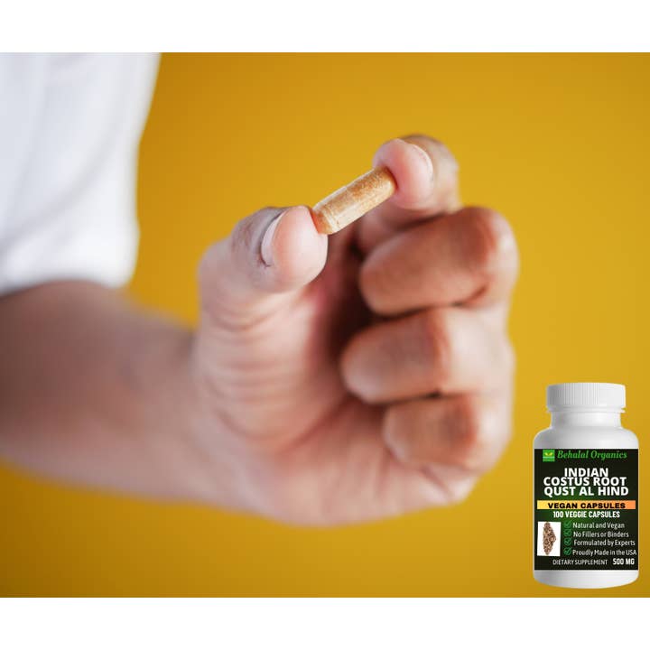 Behalal Organics - Venta al por mayor Suplementos/vitaminas para beber - Qust al Hindi 500 mg (raíz de costus india) 100 cápsulas rápidas