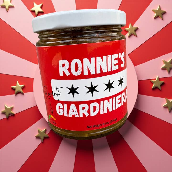 16oz Rovente Giardiniera (Hot) for wholesale by Ronnie's Giardiniera