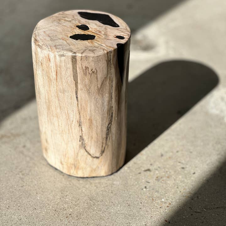 Office Objets - Wholesale Side Table - White petrified wood side table with black spots H:27.5 D:1855