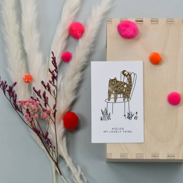 MY LOVELY THING – wholesale Nål och knapp för kavajslag – Pin härlig katt i mässing3