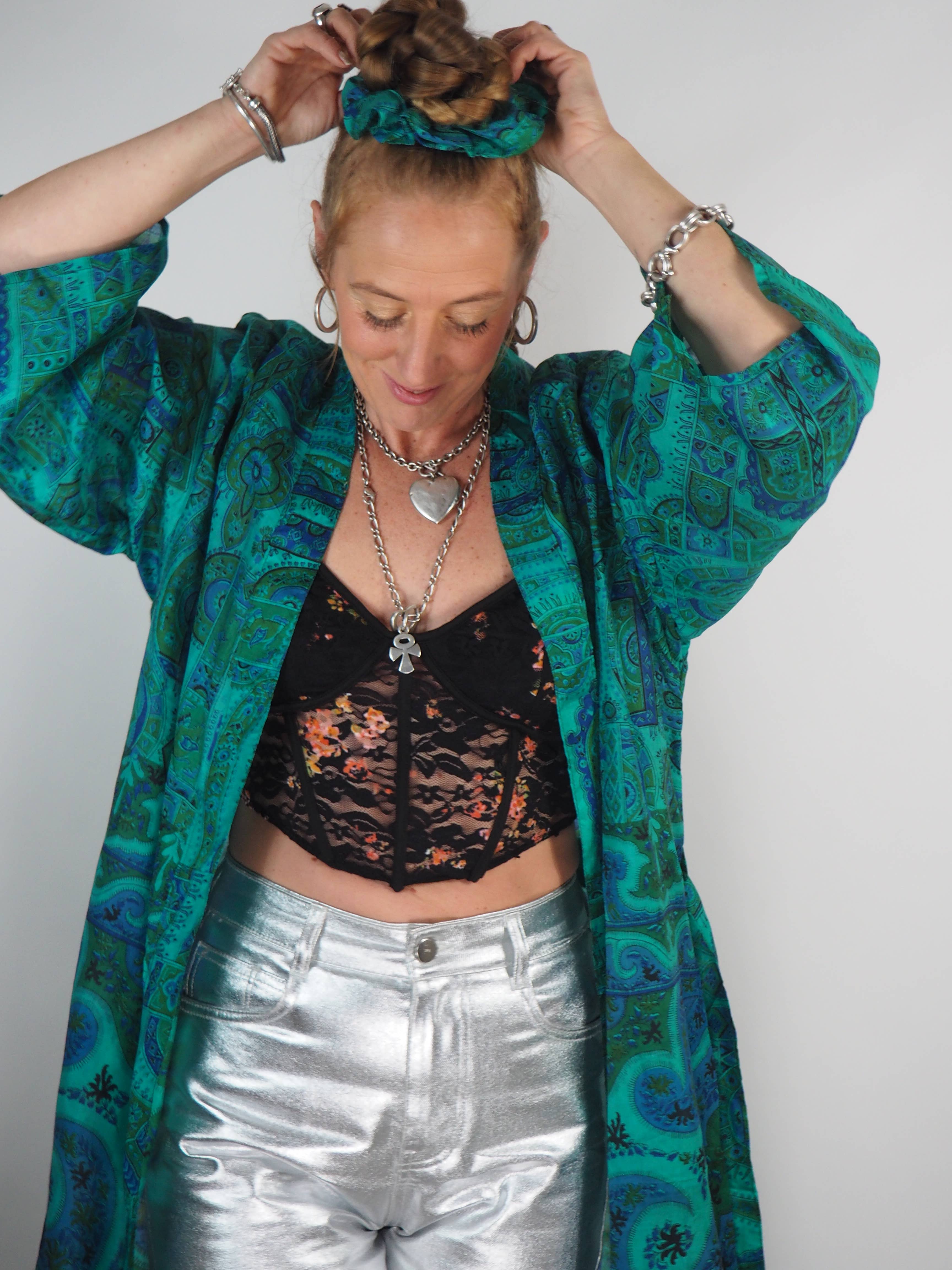 Vagabond Ibiza - Wholesale Kimono - Women's - The Kardash Kimono Long – Up-cycled Vintage Sari Kimono 39