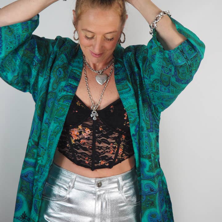 Vagabond Ibiza - Wholesale Kimono - Women's - The Kardash Kimono Long – Up-cycled Vintage Sari Kimono 39