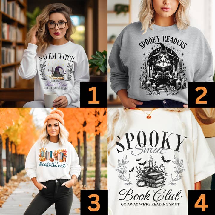 Bookish Halloween Spooky Season Graphic T-shirts | Crewneck Fleece Tröjor | Huvtröjor för wholesale av Simply J4 Boutique