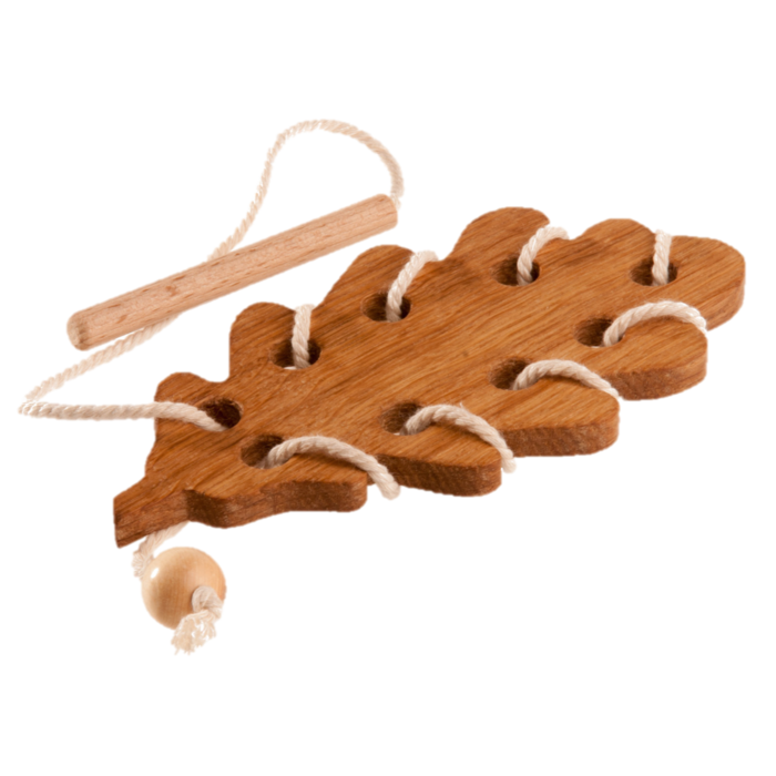 PoppyBabyCo - Wholesale Wood Toy - Kids - Montessori Wooden Lacing Toy — Leaf Set of 34
