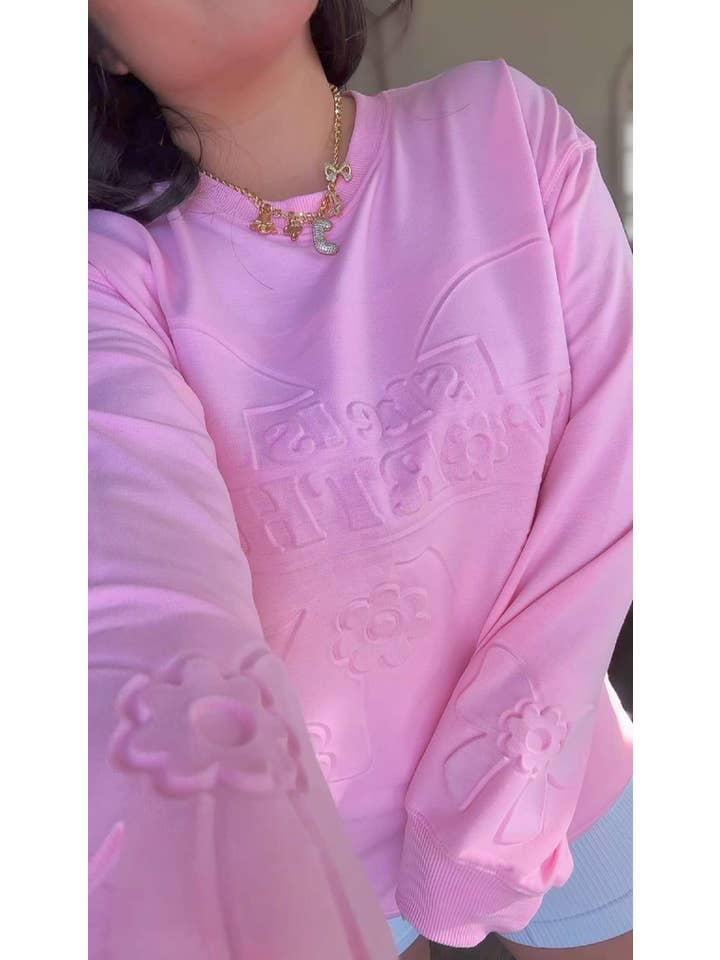 JadyK - Wholesale Sweatshirt - Women's - Spring 2026 - She Is Worthy Bow Emboss Sweatshirt2