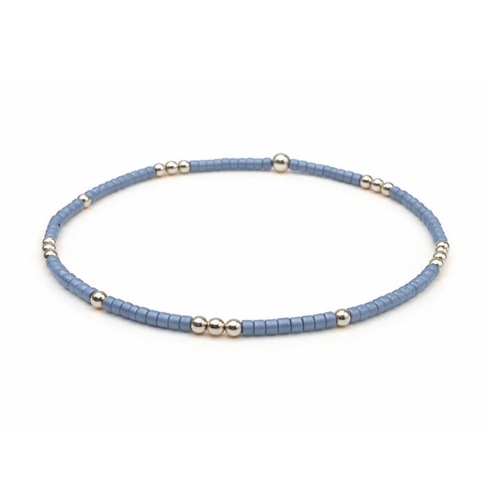 2mm Newport DENIM BLUE + Gold Filled Waterproof Bracelet for wholesale by erin gray