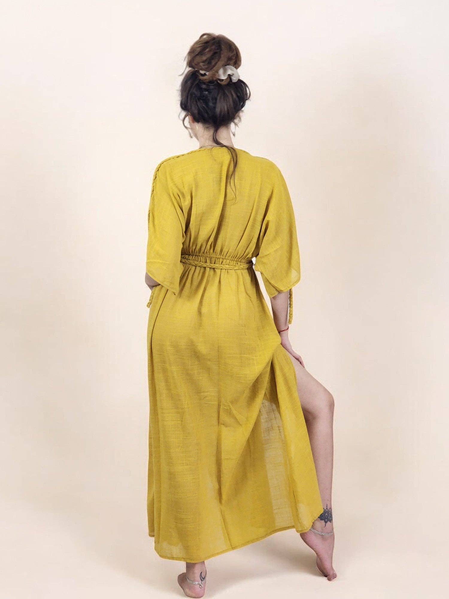 Sacred Ceremony - Wholesale Dress - Women's - Turmeric Organic Cotton Rope Goddess Maxi Dress5
