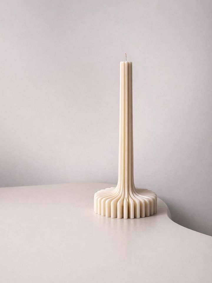 Lamp Style Ribbed Soy Candle - Tall Candle - Home Decor for wholesale by The lines studio