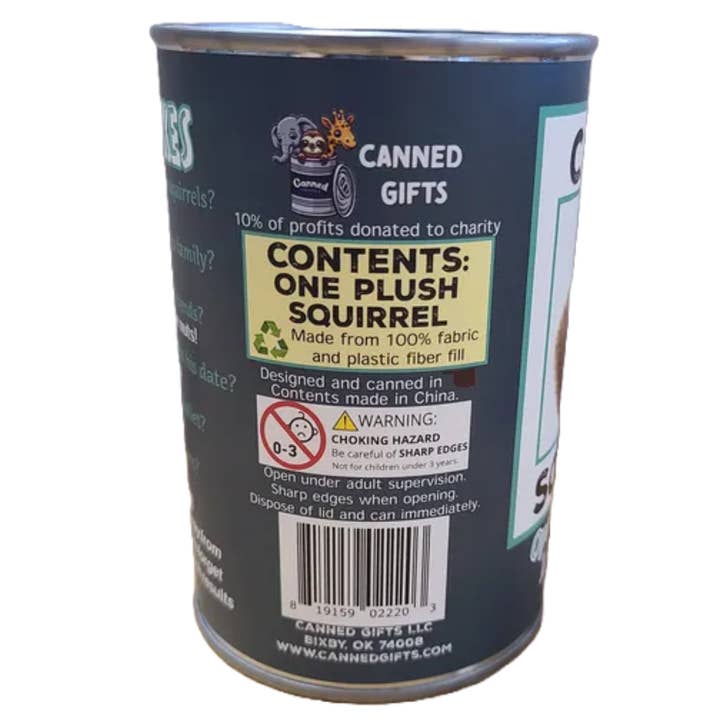 Canned Gifts - Wholesale Stuffed/Plush Toy - Kids & Baby - Canned Squirrel | Stuffed Animal Plush | Funny Jokes