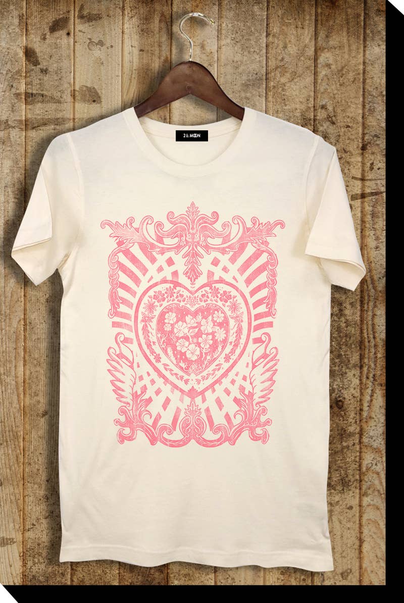 2&moon - Wholesale Screen Printed T-Shirt - Women's - Heart Graphic Tee8