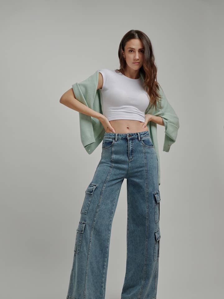 WOMEN-DOUBLE CARGO WIDE LEG/93135-D7RG for wholesale by Tractr Jeans