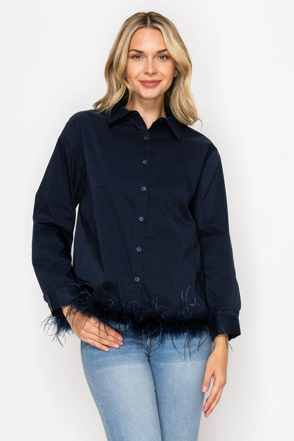 Joh Apparel – Engroshandel Skjorte med buttondown – til kvinder – Janess fjerprydede top9