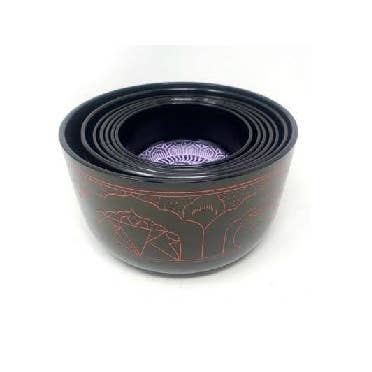 Crystal Like Metal Bowl Carved Black Set (Straight Up Style) for wholesale by Now N Zen