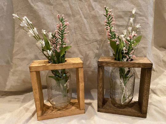 From the Field PGH – wholesale Vase – Wooden Mason Jar Vase - Rustic Decor - Wedding Centerpiece4