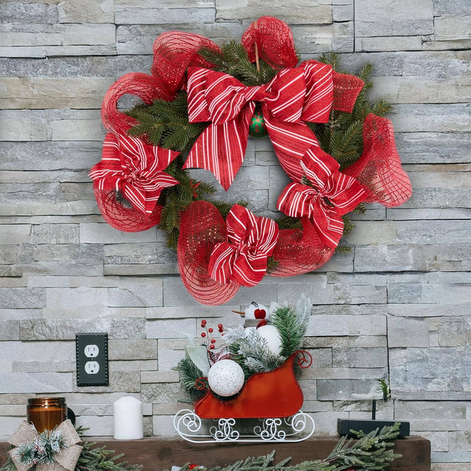 Posh Paper - Wholesale Ribbon - Gift Wrapping - Metallic Red Poly Burlap Deco Mesh Ribbon Fabric Wrapping Ribbon, 10" x 10 Yds3