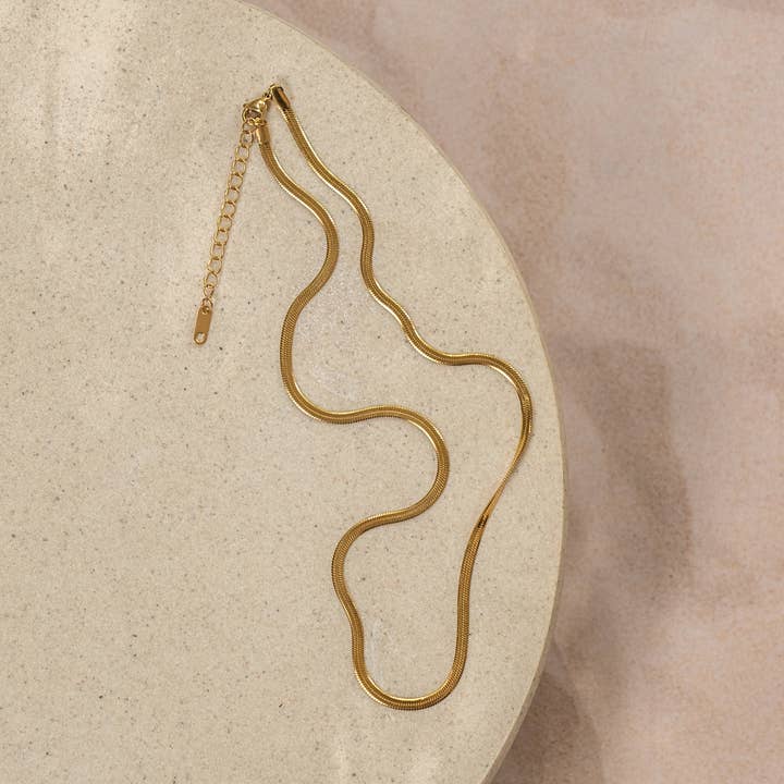 Eliza Herringbone Gold Necklace for wholesale by Faya & Co.