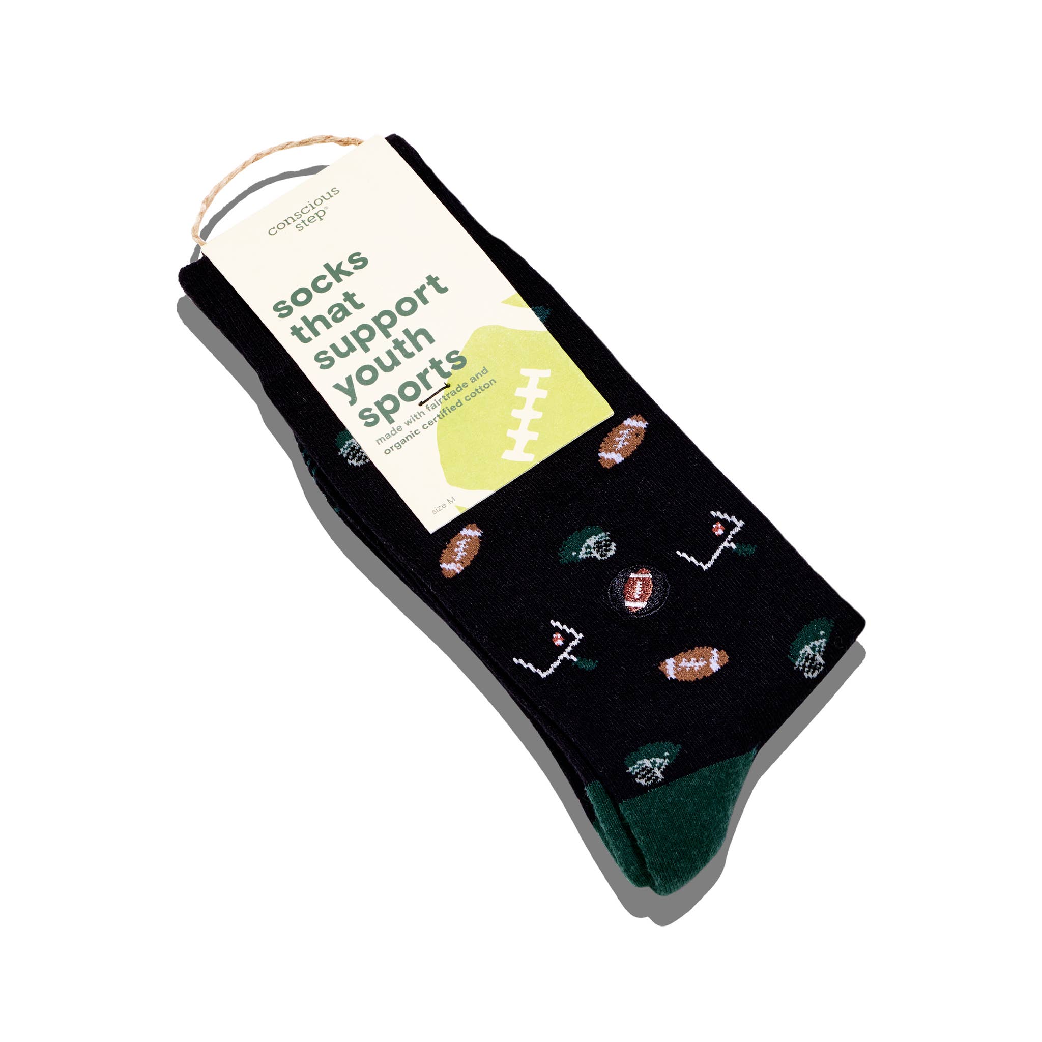 Conscious Step - Wholesale Socks - Unisex - Socks that Support Youth Sports (Black Footballs)1