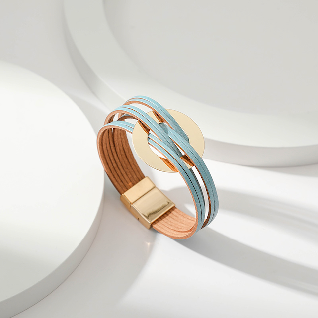 Pretty Persuasions - Vente Bracelet jonc - B22072 Bracelet en cuir PU à anneaux entrelacés2