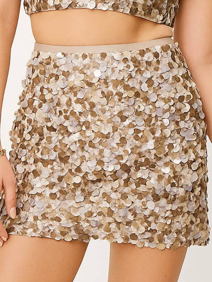 Gonna Mini con Paillettes Lucide Sexy da Festa per Donne con Cerniera Laterale per la vendita all'ingrosso da parte di Sweetkama