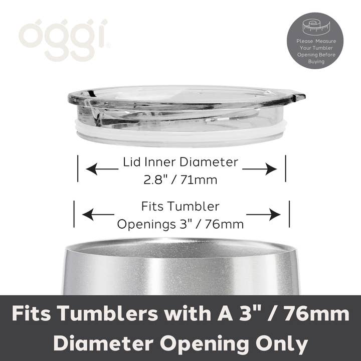 Oggi - Wholesale Drink lids - Clear Slider Replacement Lid (3" fits OGGI Wine Tumblers)3