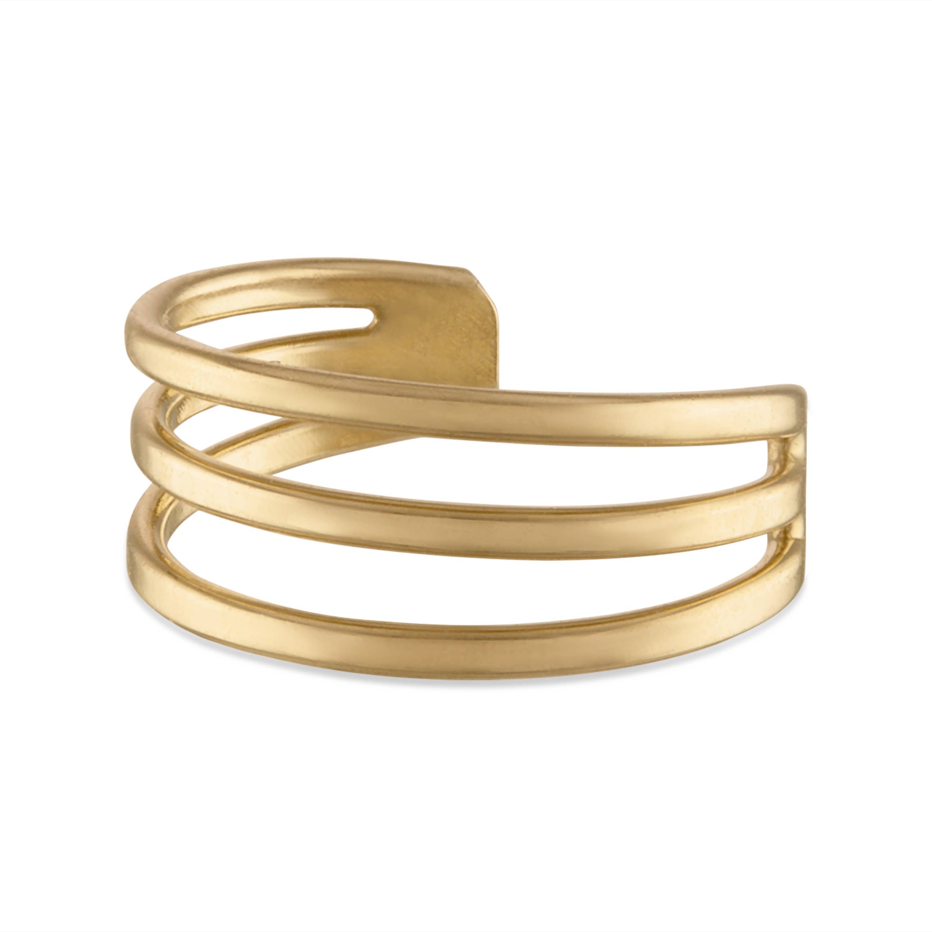 Zahav Jewelry - Wholesale Cuff/Wrap Earrings - 10kt Solid Gold Minimalist Three Line Ear Cuff1