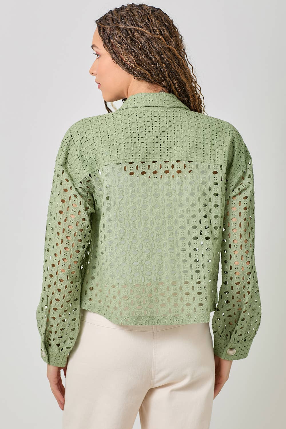 Mystree - Wholesale Jacket - Women's - 61096 Button Down Mixed Eyelet Jacket 12