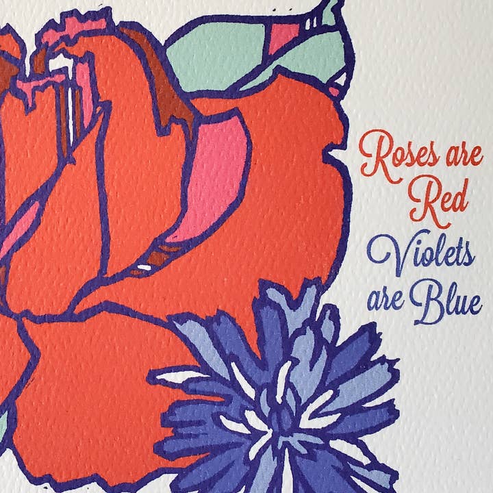 Roses Are Red Valentines Day Love Greeting Card for wholesale by Little Green