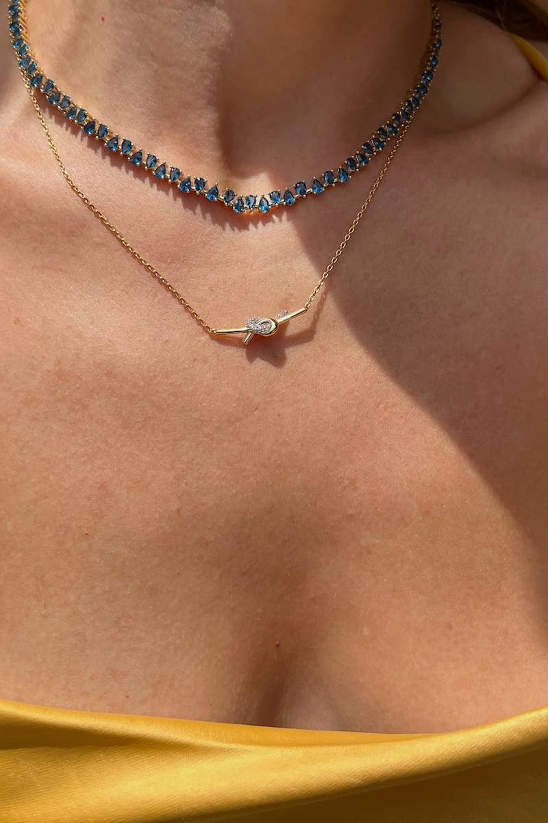 Native Gem - Venta al por mayor Collares con colgantes/abalorios - COLLAR DUQUESA - AZUL LONDRES2