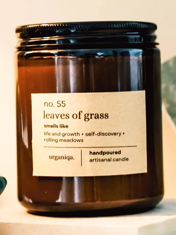 Candela Profumata Ispirata alla Letteratura "Leaves of Grass" per la vendita all'ingrosso da parte di Urganiqa